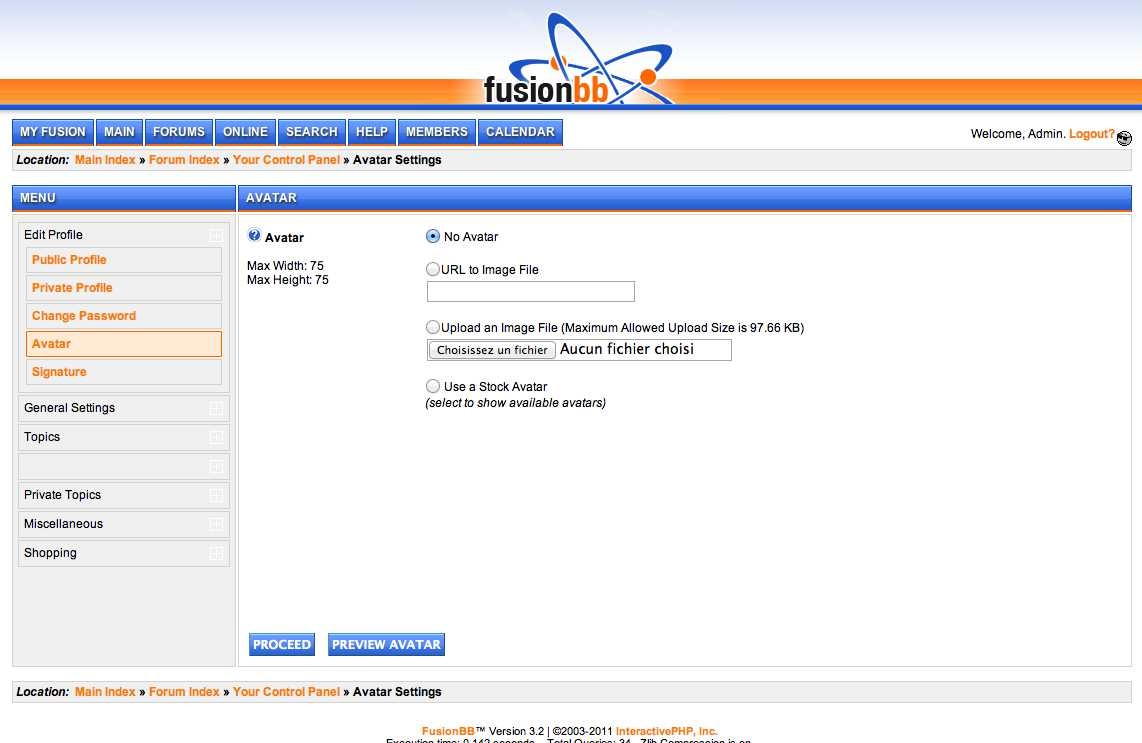 FusionBB - Avatar Settings